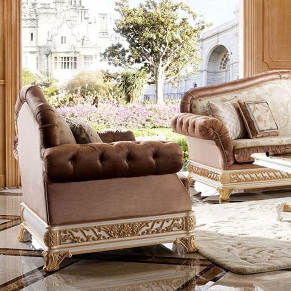 Couchgarnitur & Wohnzimmer Michelangelo Creme/Gold