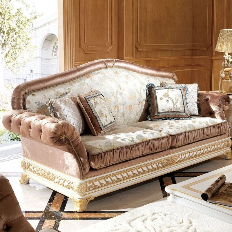 Couchgarnitur & Wohnzimmer Michelangelo Creme/Gold