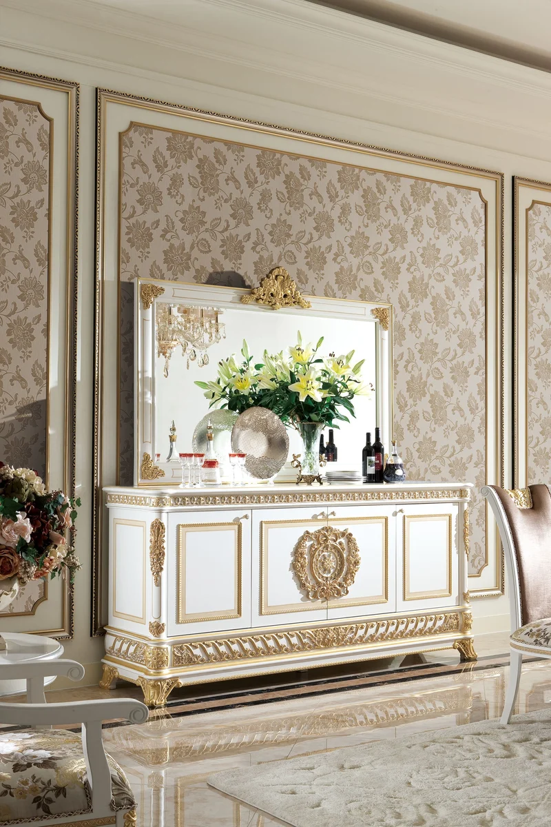 Couchgarnitur & Wohnzimmer Michelangelo Creme/Gold