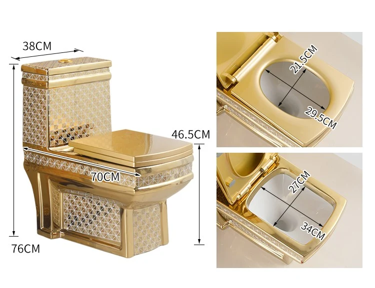 Exklusive Toilette Gold Kariert Eckig