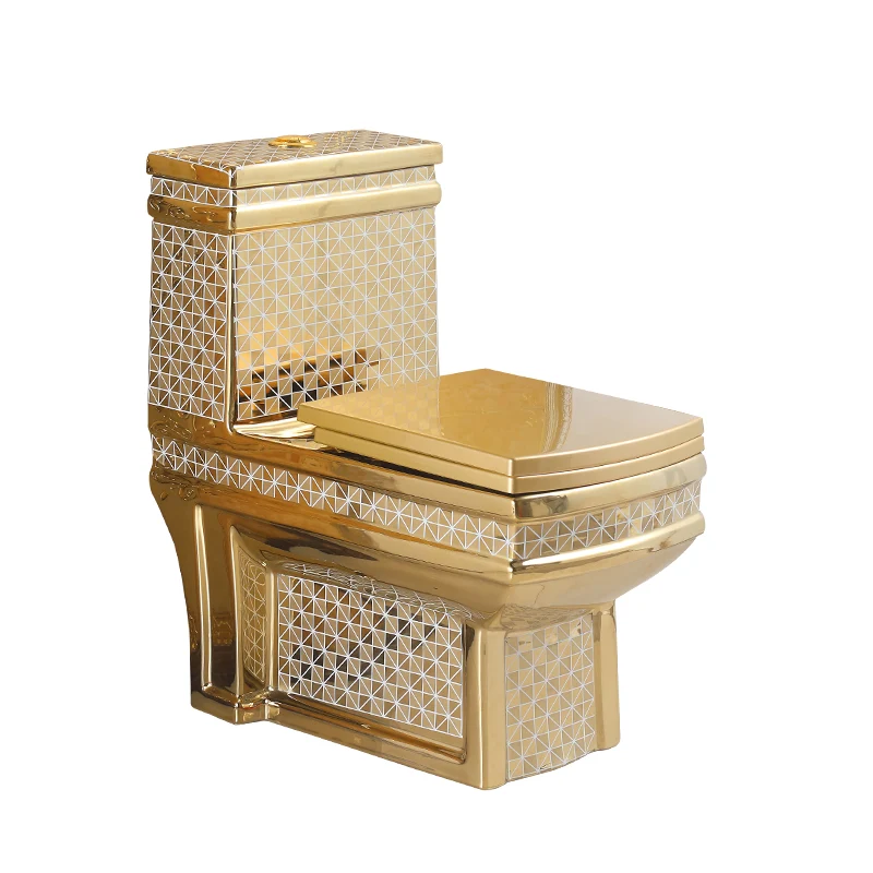 Exklusive Toilette Gold Kariert Eckig