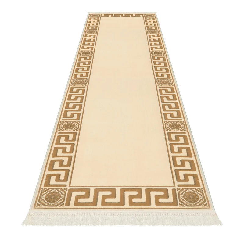 Teppich Läufer Mäander Beige