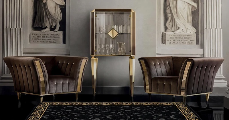 Exklusiver 3D Teppich Wohnzimmer Farashe in Schwarz Gold aus 100% Viskose - Kurzflor, Seidenglanz, Anti-Rutsch, Anti-Allergisch