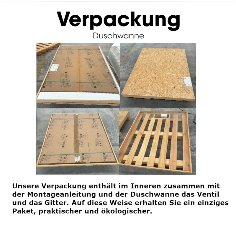 Mineralguss-Duschwanne extra flach mit Rand SARIN SCHWARZ