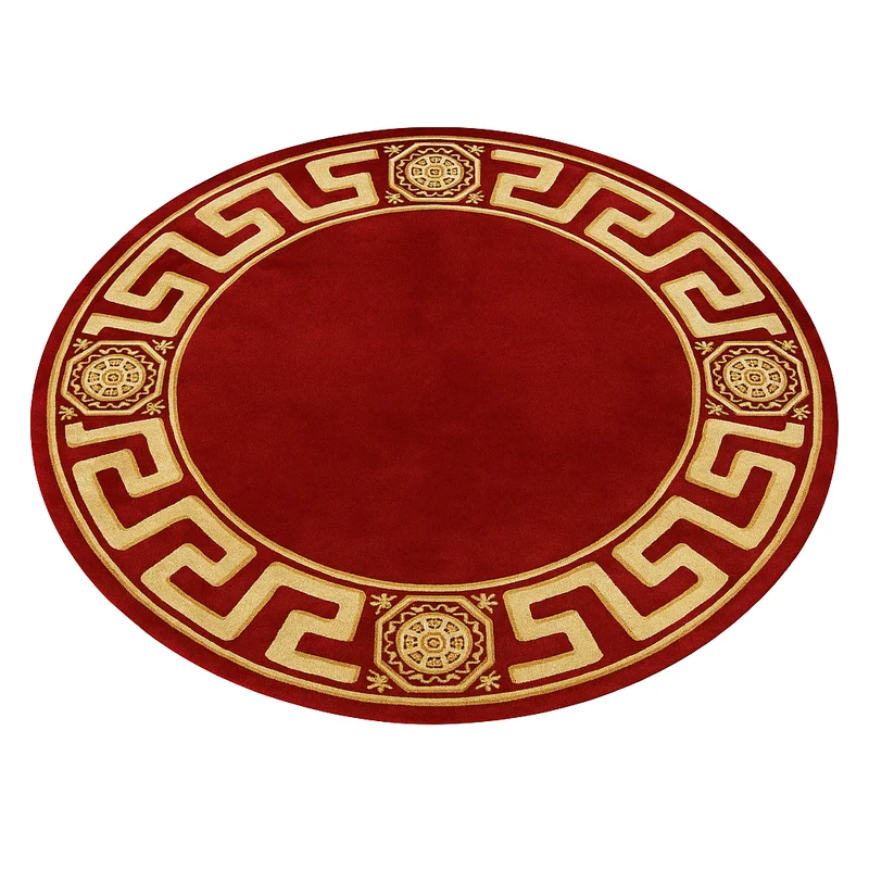 Teppich Rund Mäander Rot