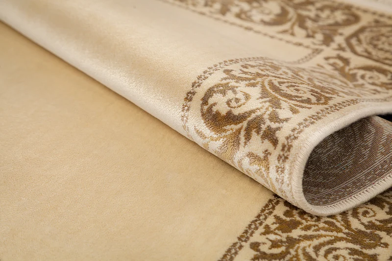 Luxus Barock Teppich Läufer in gold beige für Flur - rechteckig, edel - 100% Viskose