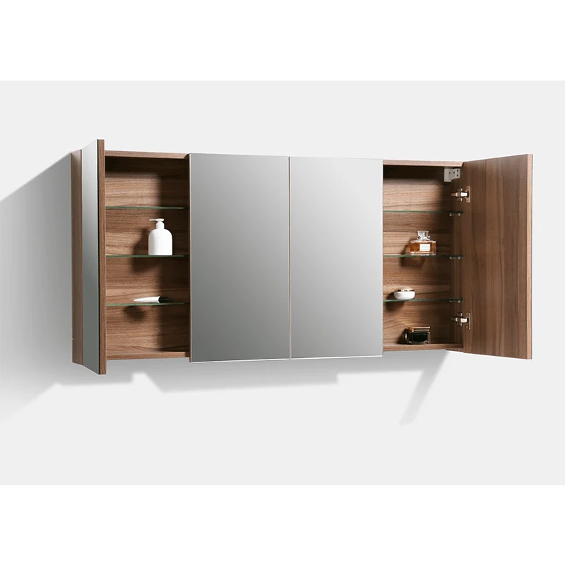 Spiegelschrank Bad, 144 cm, montiert, Nussbaum, SIENA