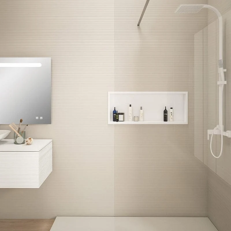 Wandnische Dusche CLARIS, einbaubare Duschablage weiß