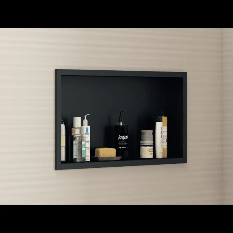 Wandnische Dusche CLARIS, einbaubare Duschablage schwarz