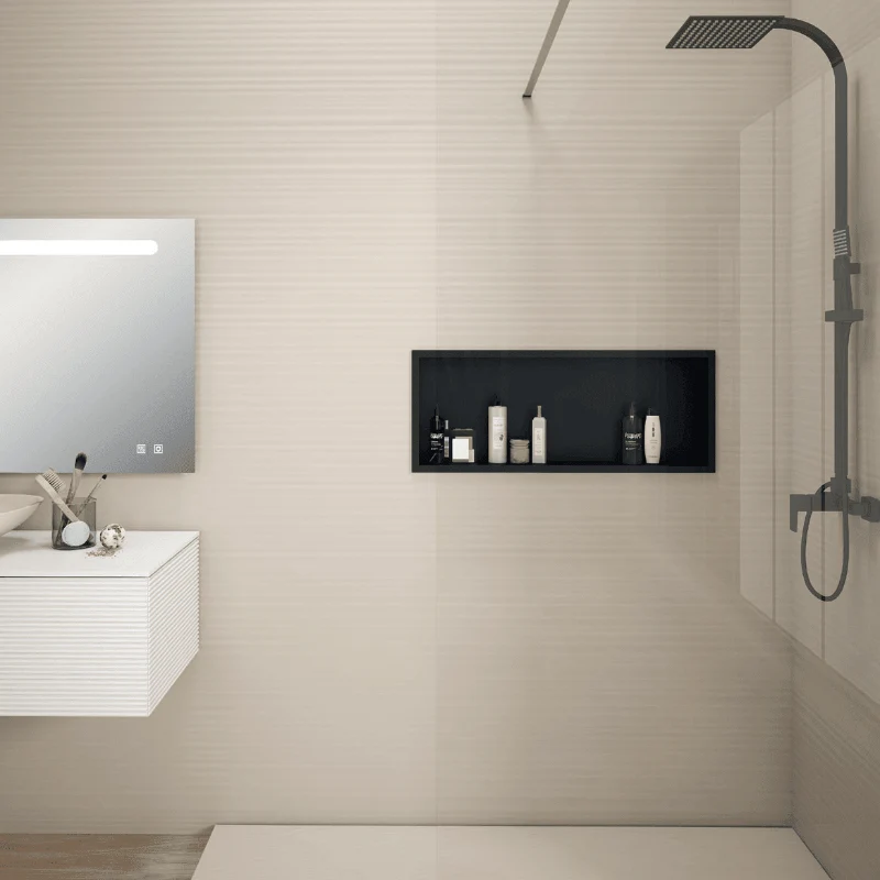 Wandnische Dusche CLARIS, einbaubare Duschablage schwarz