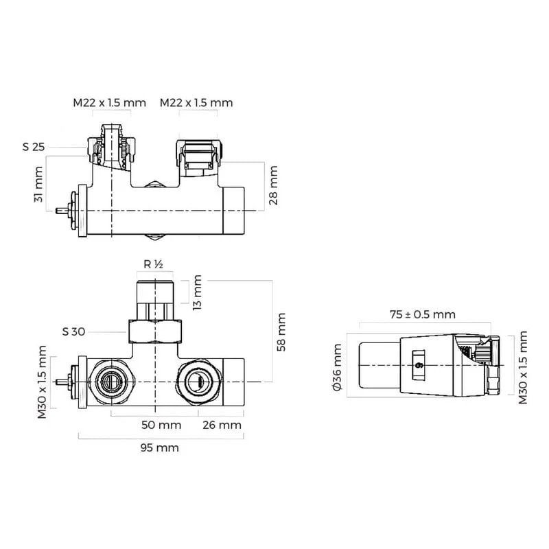 OLTENS Vamare Ventil Ein-Loch Heizkörper Thermostat-Set, Thermostatkopf