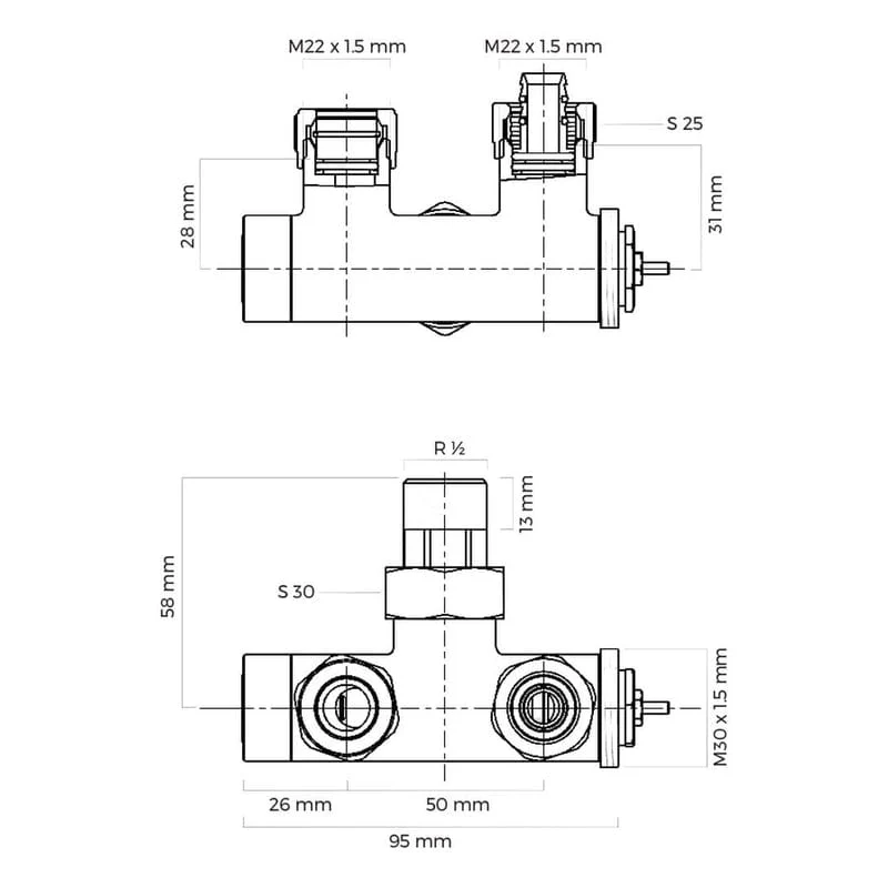 OLTENS Vamare Ventil Ein-Loch Heizkörper Thermostat-Set, Thermostatkopf
