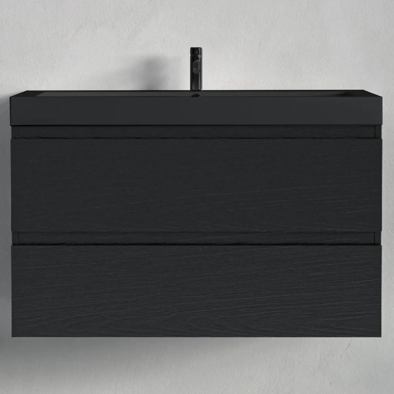MONACO Zwart Eiken - Wastafel Zwart - 80cm