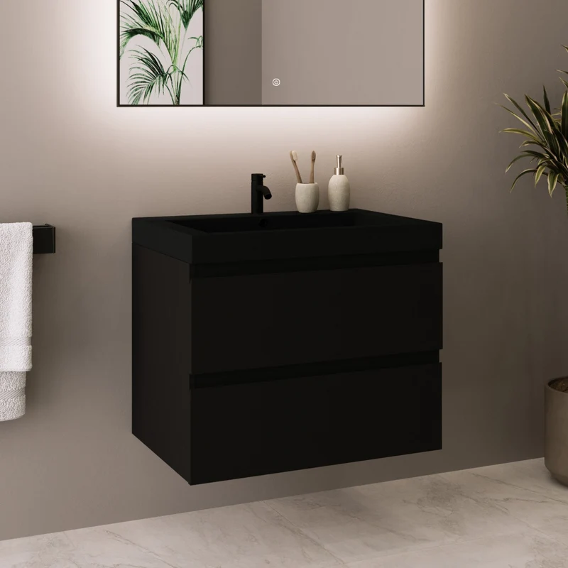 MONACO Zwart Eiken - Wastafel Zwart - 60cm
