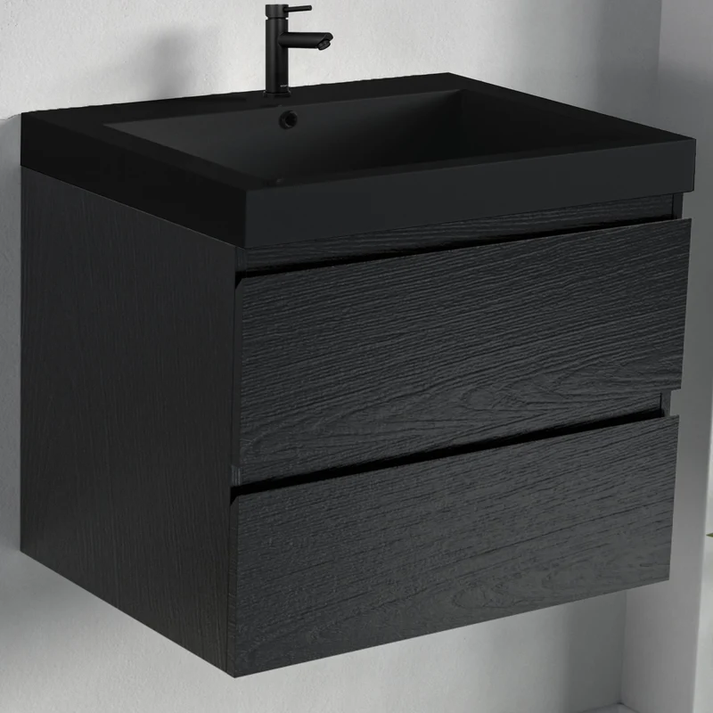 MONACO Zwart Eiken - Wastafel Zwart - 60cm