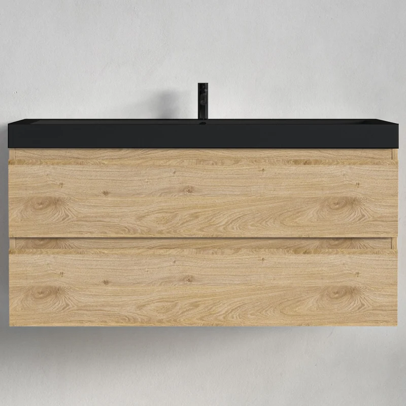 MONACO Licht Eiken - Wastafel Zwart - 100cm