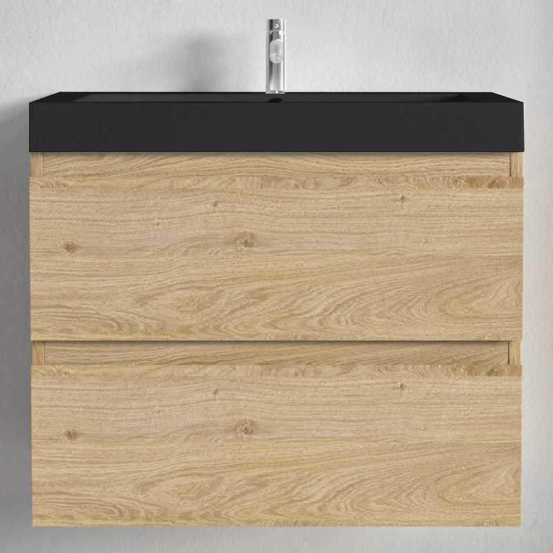 MONACO Licht Eiken - Wastafel Zwart - 60cm