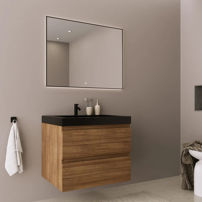 MONACO Warm Eiken - Wastafel Zwart - 60cm