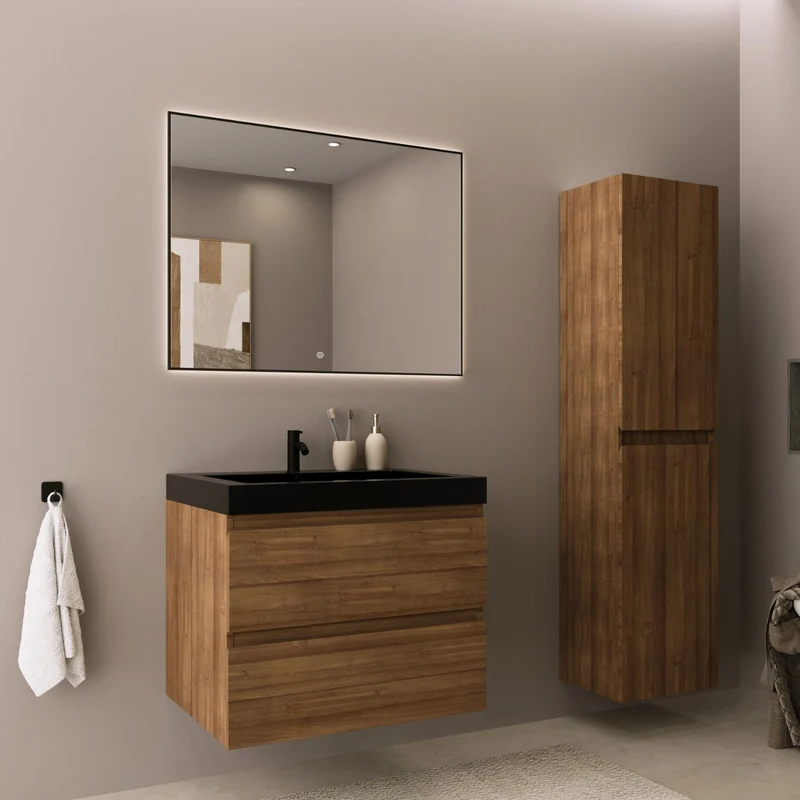 MONACO Warm Eiken - Wastafel Zwart - 60cm