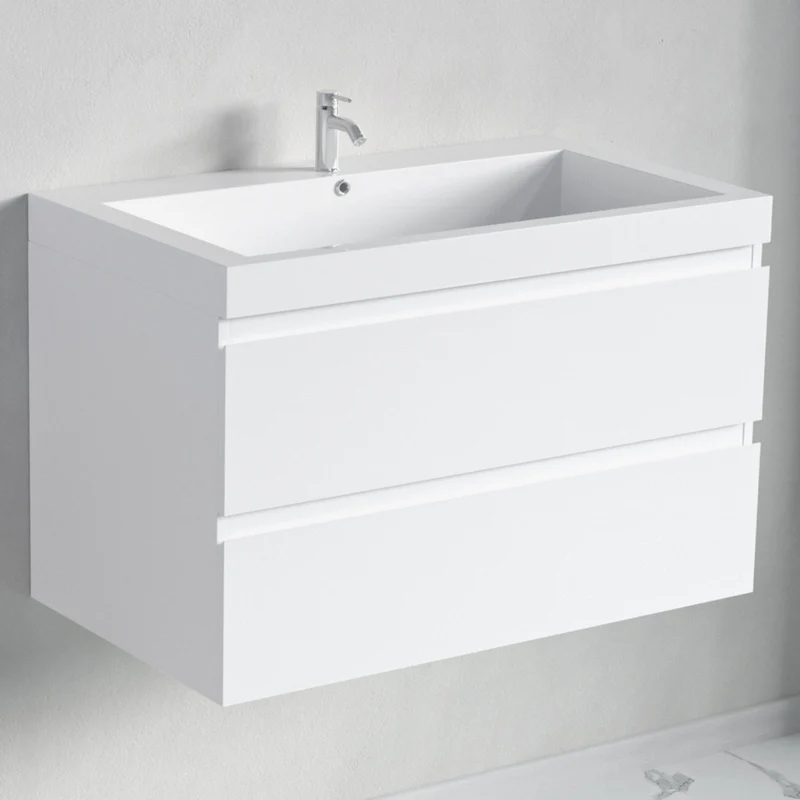 Badmeubelset AVALON 80 cm - Met Kolomkast - Glanzend Wit