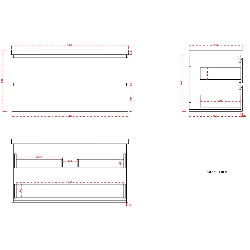Badmeubelset AVALON 100 cm - Met Kolomkast - Glanzend Wit