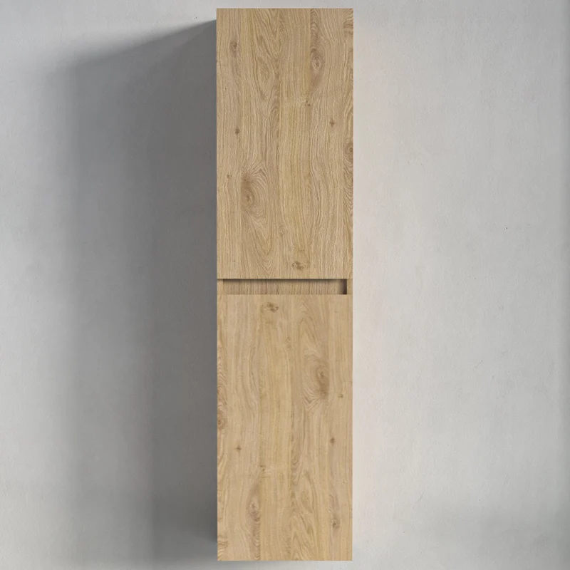 Badmeubelset AVALON 100 cm - Met Kolomkast - Licht Eiken - Wastafel Wit