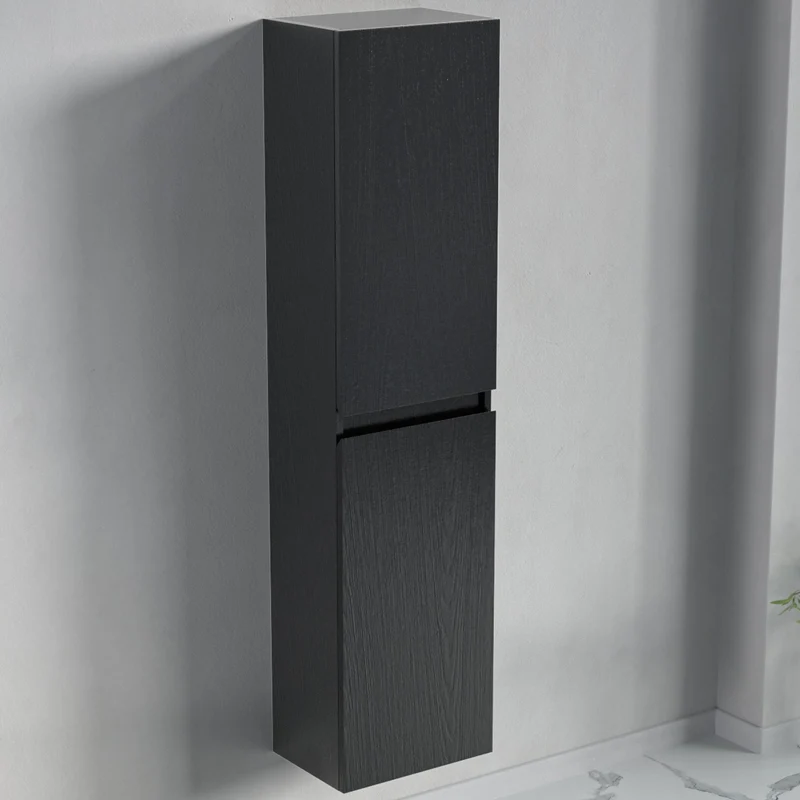 Badmeubelset AVALON 100 cm - Met Kolomkast - Mat Zwart - Wastafel zwart