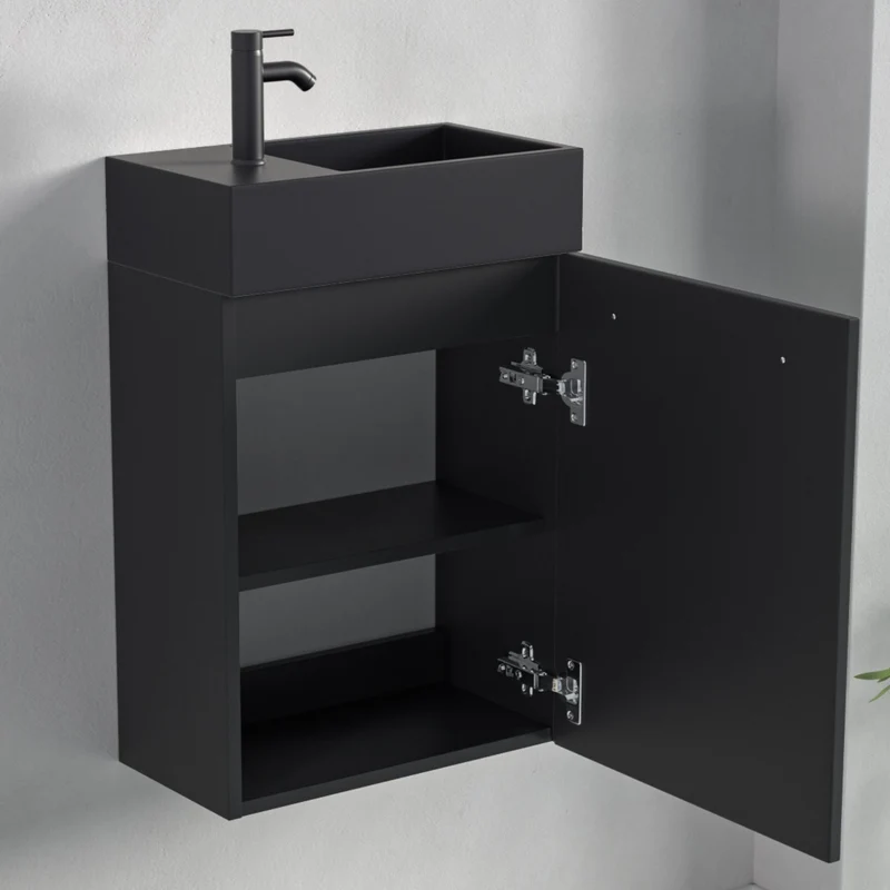 BOMBAY Mat Zwart - Wastafel Zwart - 40cm