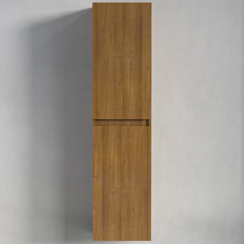 Badmeubelset AVALON 100 cm - Met Kolomkast - Warm Eiken - Wastafel Zwart