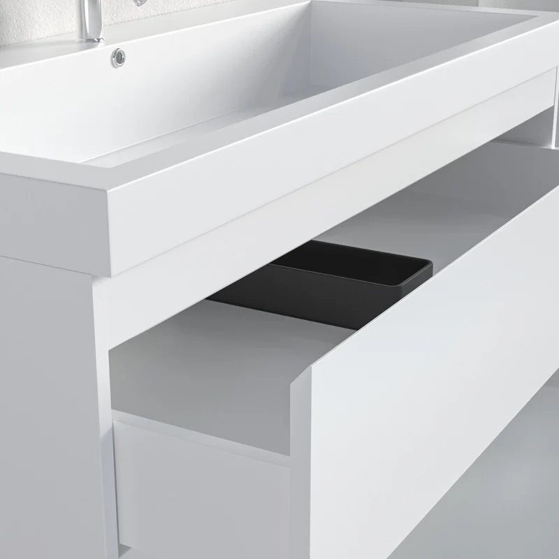 MONACO Glanzend Wit - Wastafel Wit - 100 cm