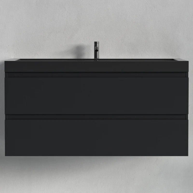 MONACO Mat Zwart - Wastafel Zwart - 100cm