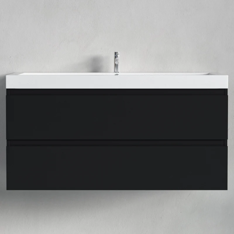 MONACO Mat Zwart - Wastafel Wit - 100cm