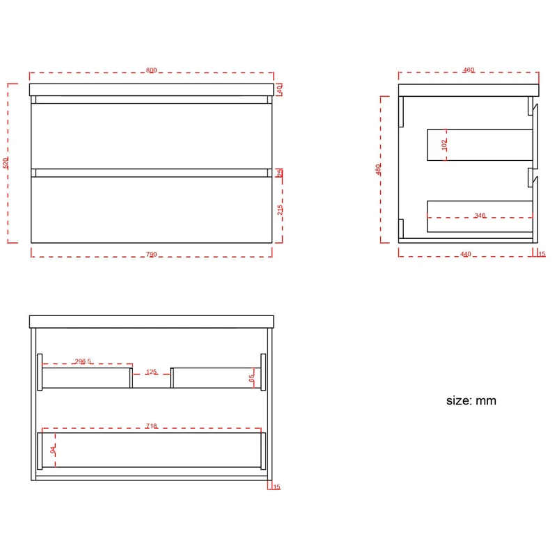 MONACO Zwart Eiken - Wastafel Wit - 80cm
