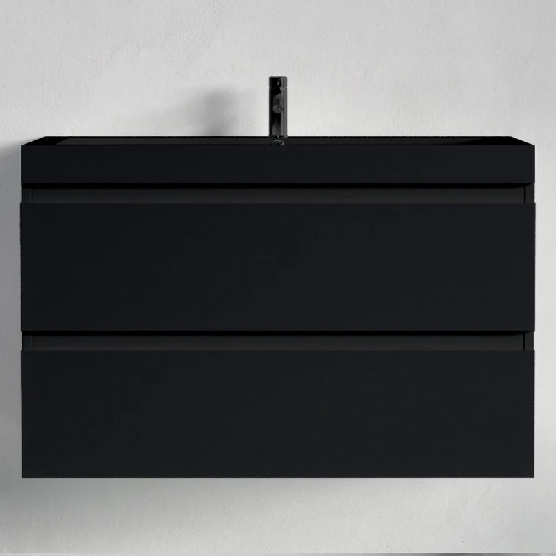 MONACO Mat Zwart - Wastafel Zwart - 80cm