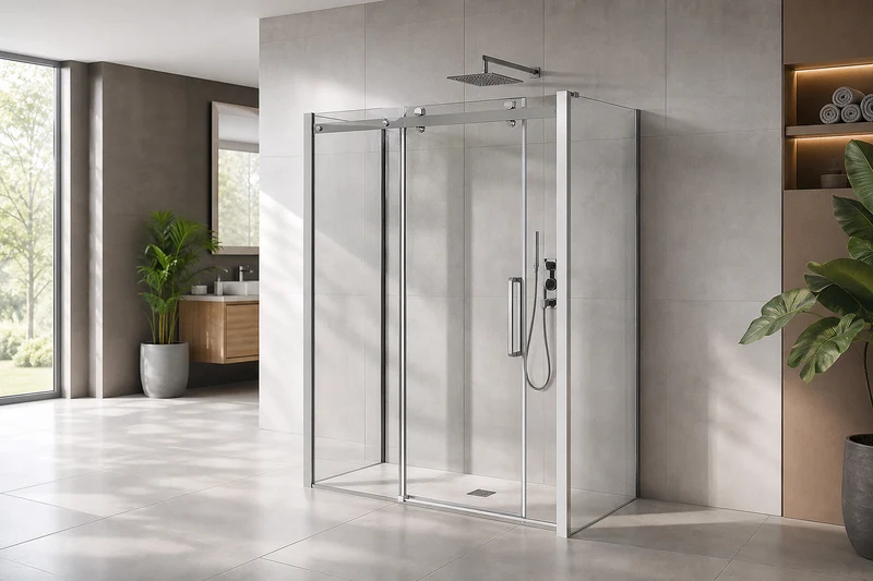 XXL Großraumdusche Schiebetür mit zwei Seitenwänden als U-Kabine, 8 mm ESG-Glas, EasyCare, 200 cm hoch