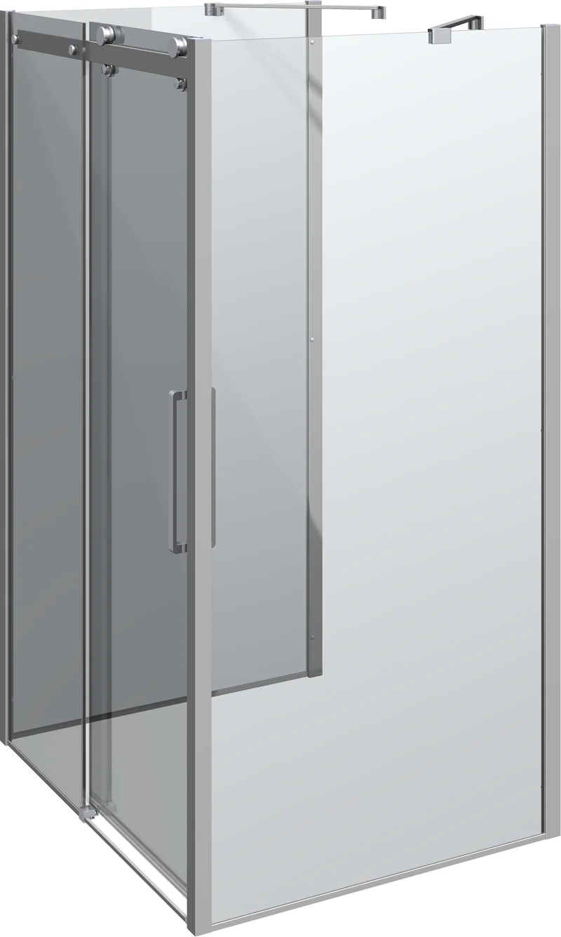 XXL Großraumdusche Schiebetür mit zwei Seitenwänden als U-Kabine, 8 mm ESG-Glas, EasyCare, 200 cm hoch