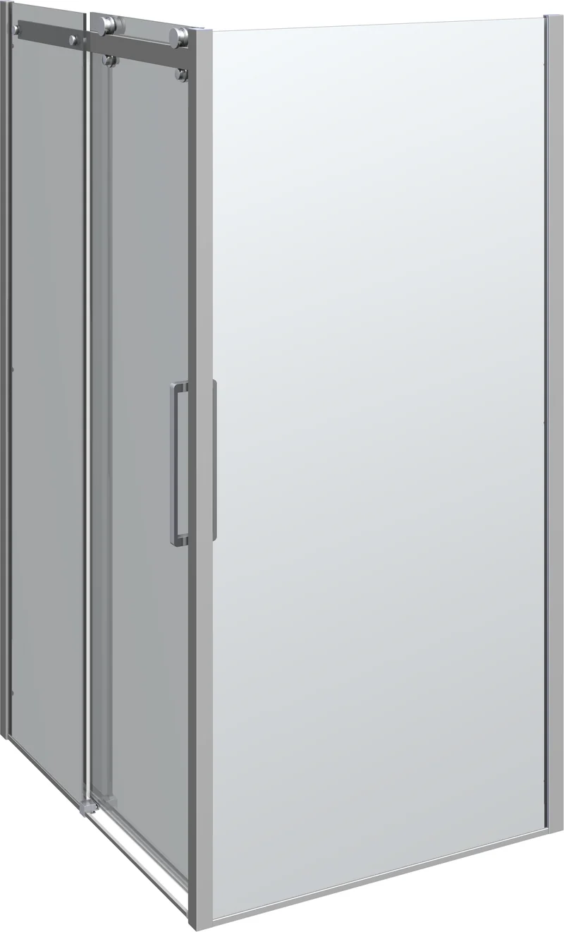 XXL Großraumdusche Schiebetür mit Seitenwand für die Ecke, 8 mm ESG-Glas, EasyCare, 200 cm hoch