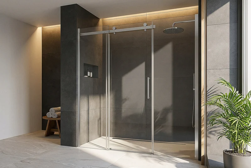 XXL Großraumdusche Schiebetür für Nische, 8 mm ESG-Glas, EasyCare, 200 cm hoch