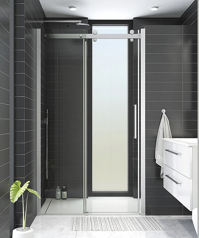 XXL Großraumdusche Schiebetür für Nische, 8 mm ESG-Glas, EasyCare, 200 cm hoch