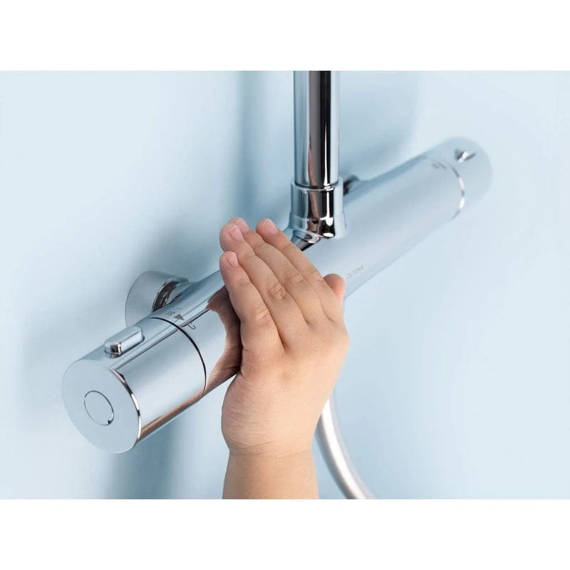 OLTENS Boran (S) Duschsystem mit Aufputz-Thermostat, Stabhandbrause und Kopfbrause eckig