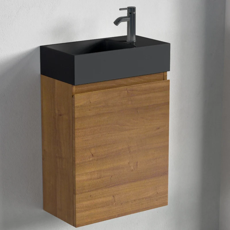 MALIBU Warm Eiken - Wastafel Zwart - 40cm