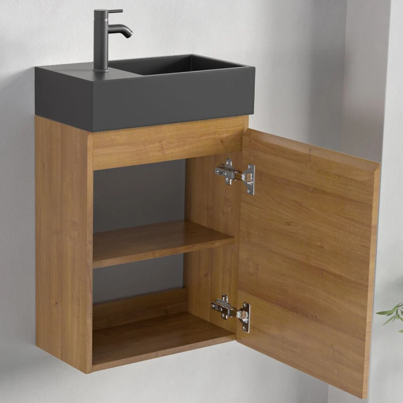 MALIBU Warm Eiken - Wastafel Zwart - 40cm