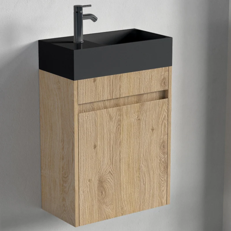 IBIZA Licht Eiken - Wastafel Zwart - 40cm