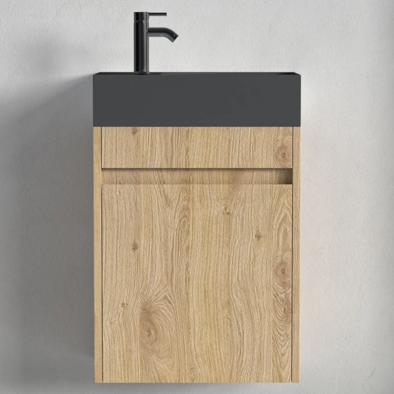 IBIZA Licht Eiken - Wastafel Zwart - 40cm