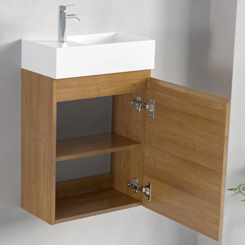 MALIBU Warm Eiken - Wastafel Wit - 40cm