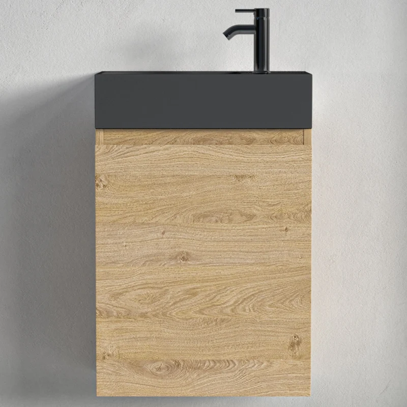 MALIBU Licht Eiken - Wastafel Zwart - 40cm