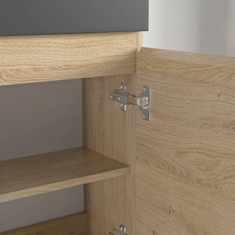 MALIBU Licht Eiken - Wastafel Zwart - 40cm