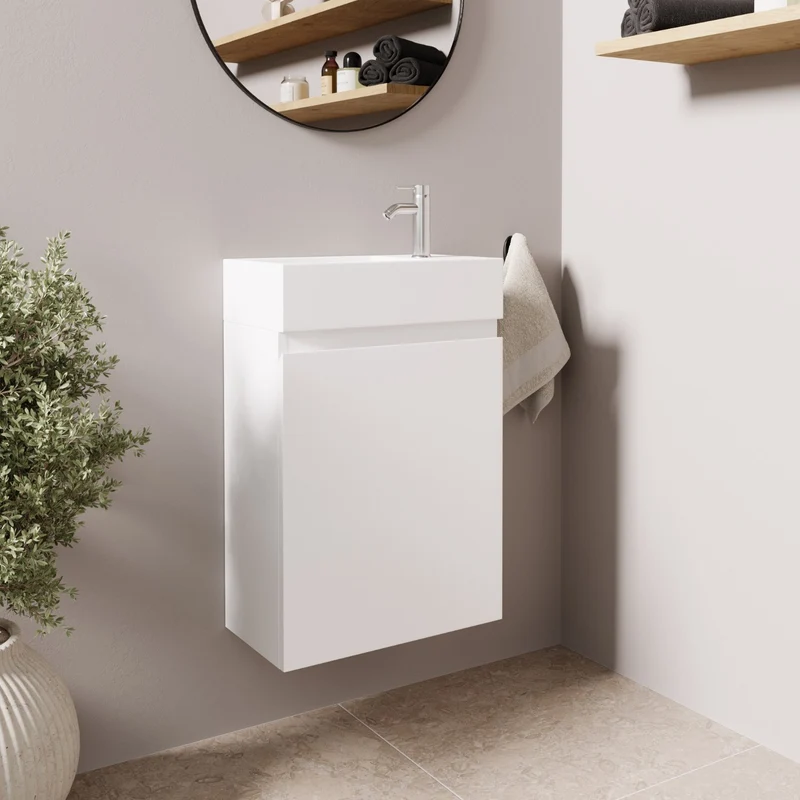 MALIBU Glanzend Wit - Wastafel Wit - 40cm