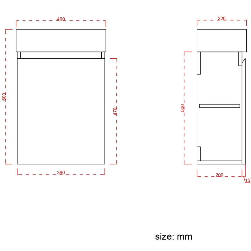 MALIBU Glanzend Wit - Wastafel Wit - 40cm