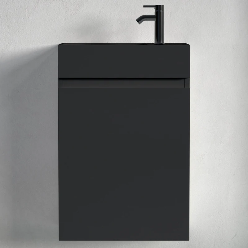 MALIBU Mat Zwart - Wastafel Zwart - 40cm